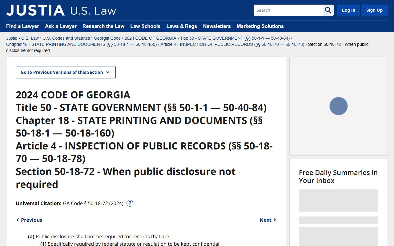 Spalding County Clerk records Georgia Open Records Act exemptions