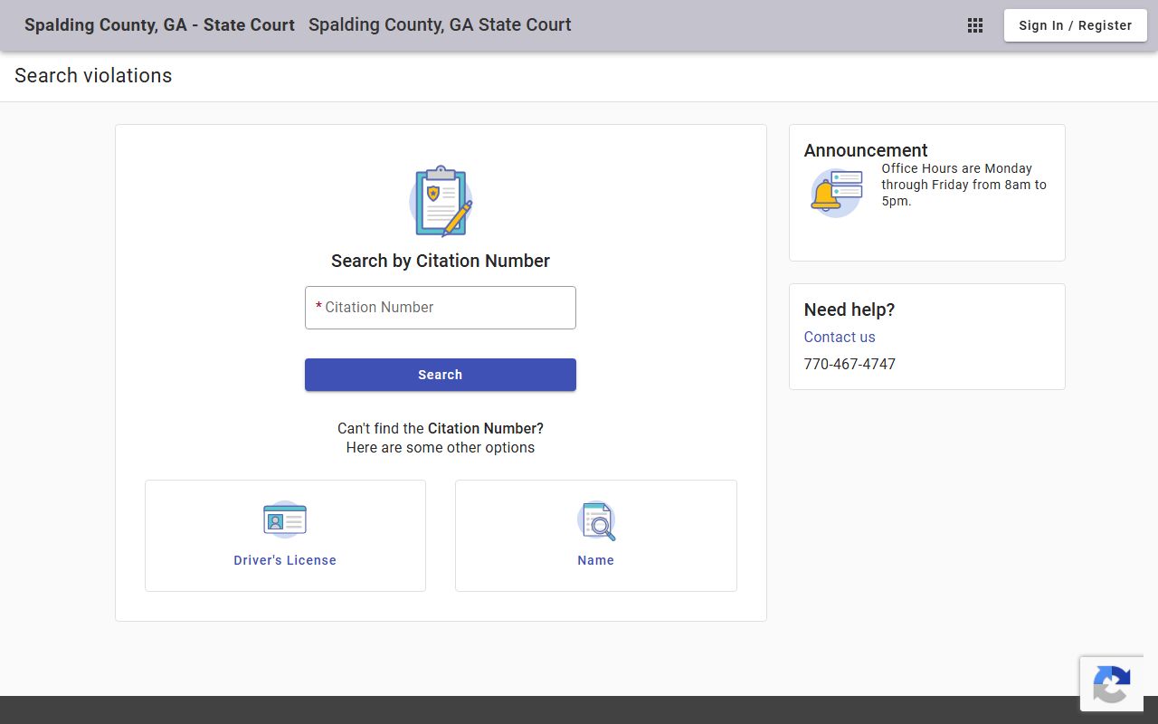 Spalding County court dockets State Court citation search