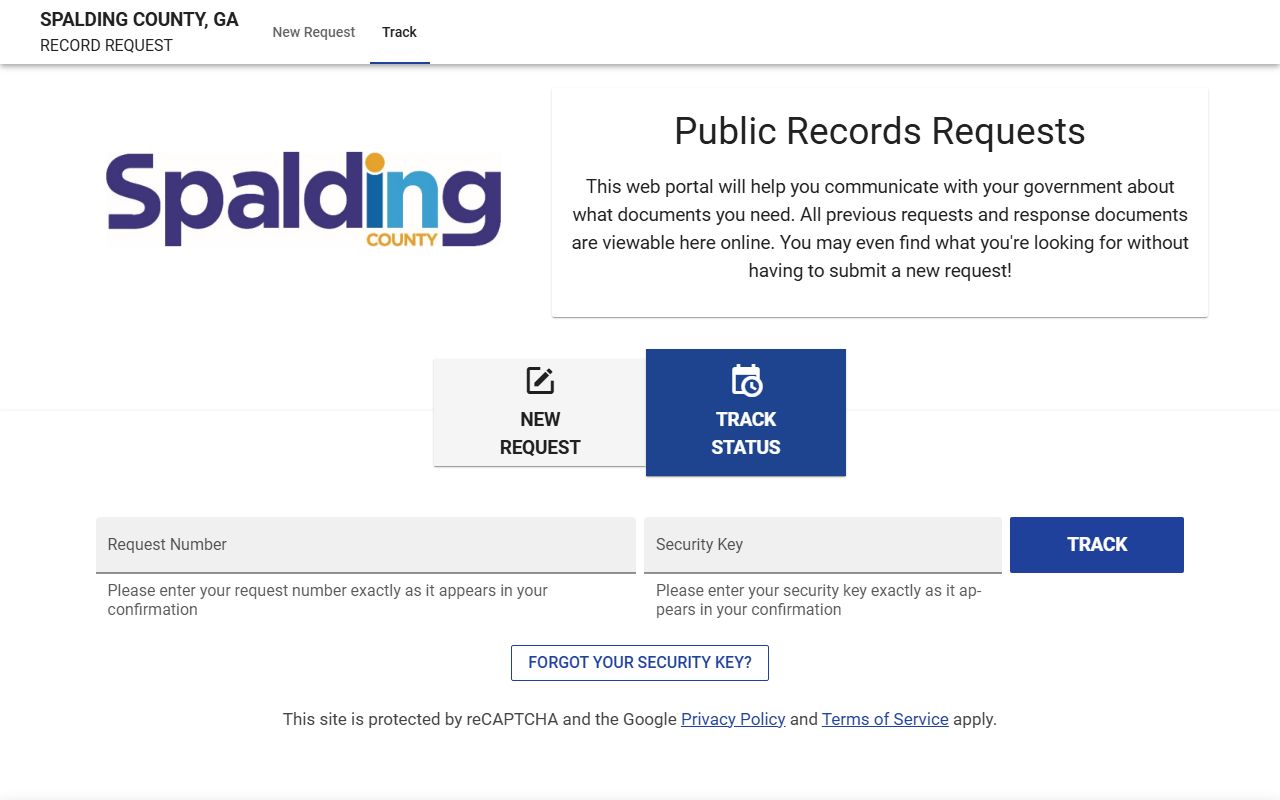 Spalding County court records JustFOIA open records portal