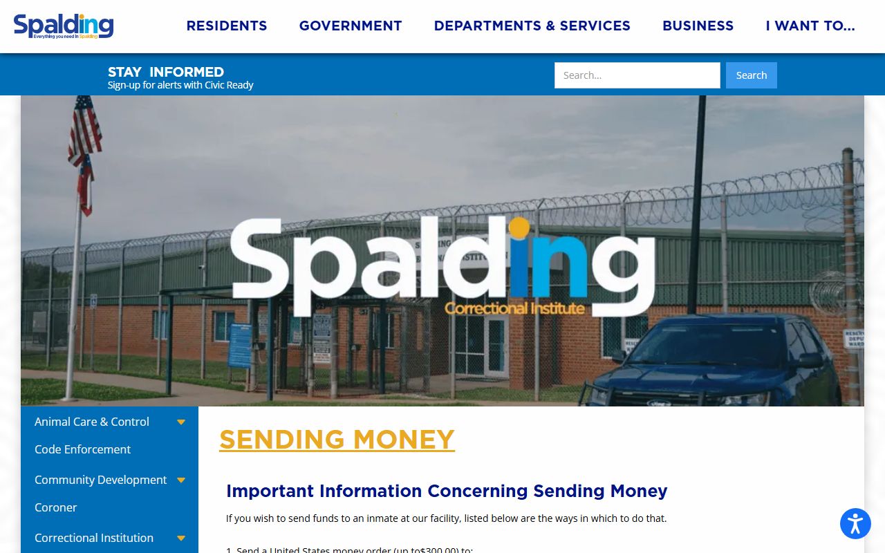 Spalding County inmate records money deposit instructions