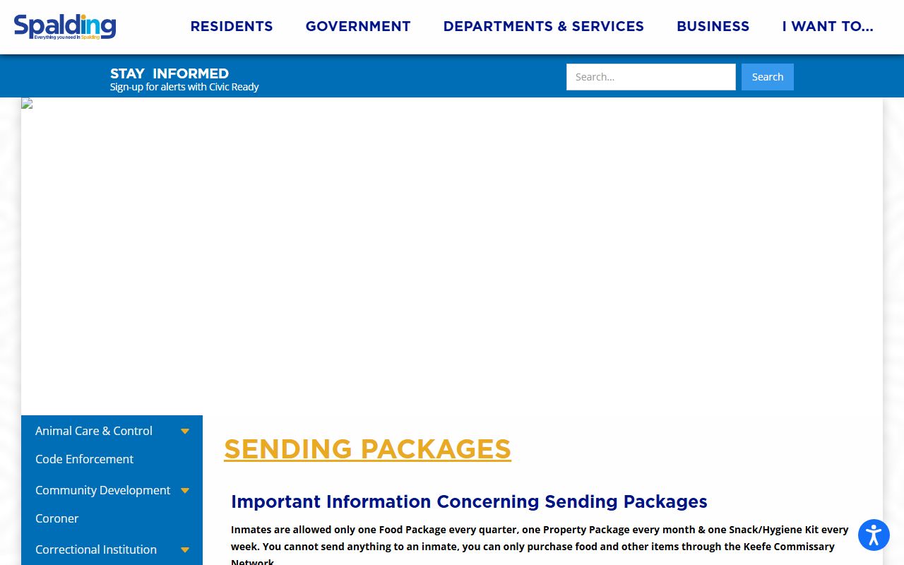 Spalding County inmate records package ordering instructions