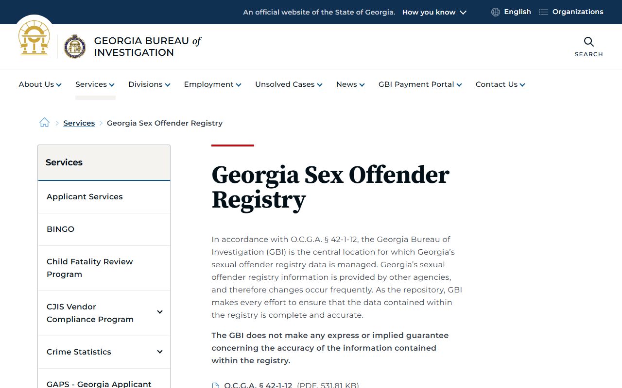Spalding County warrant records GBI sex offender registry information